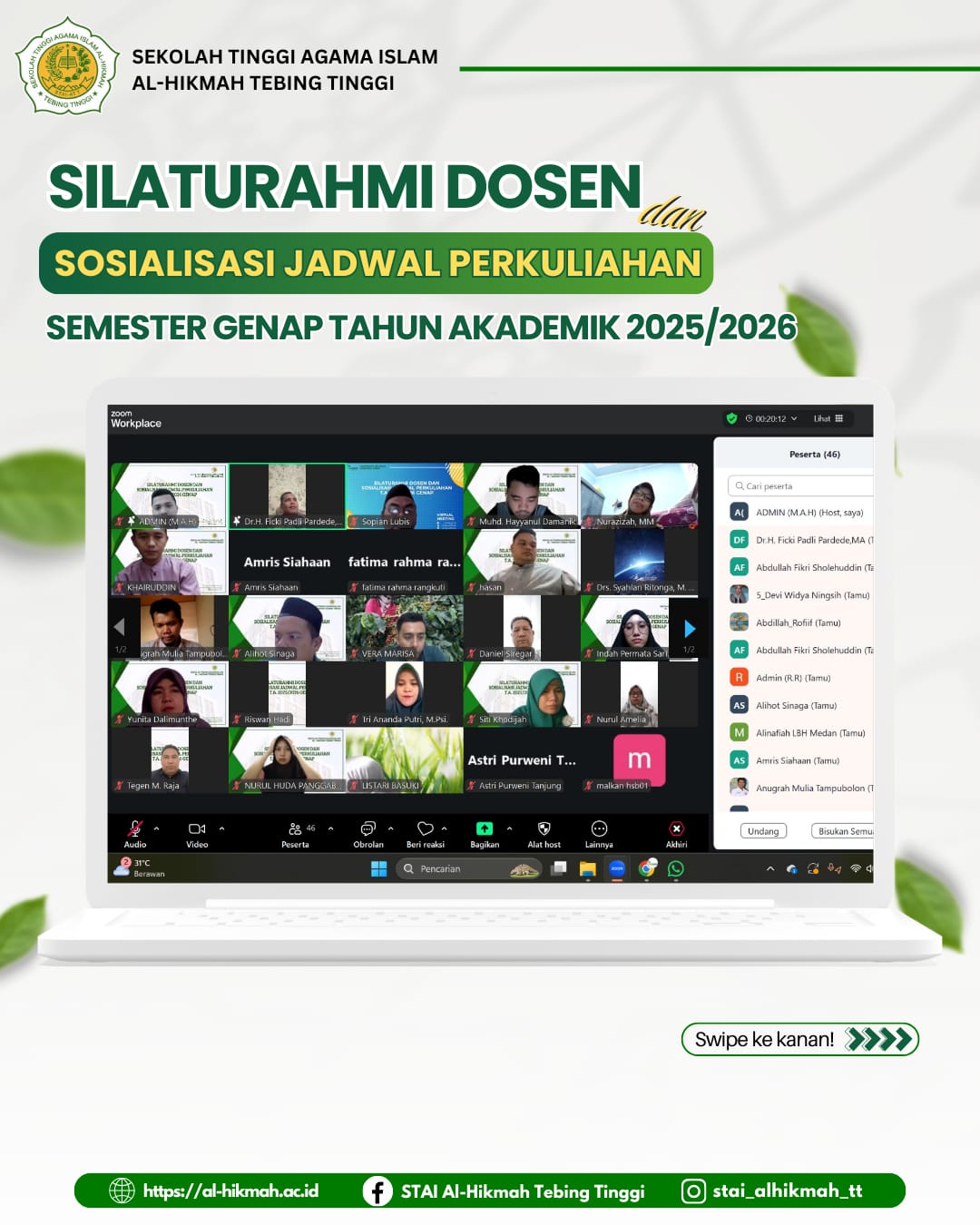 Jadwal Perkuliahan Tahun Akademik 2025/2026 Semester Genap